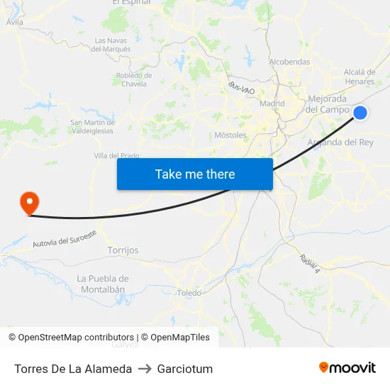 Torres De La Alameda to Garciotum map