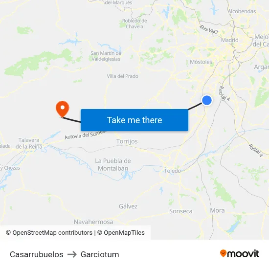 Casarrubuelos to Garciotum map