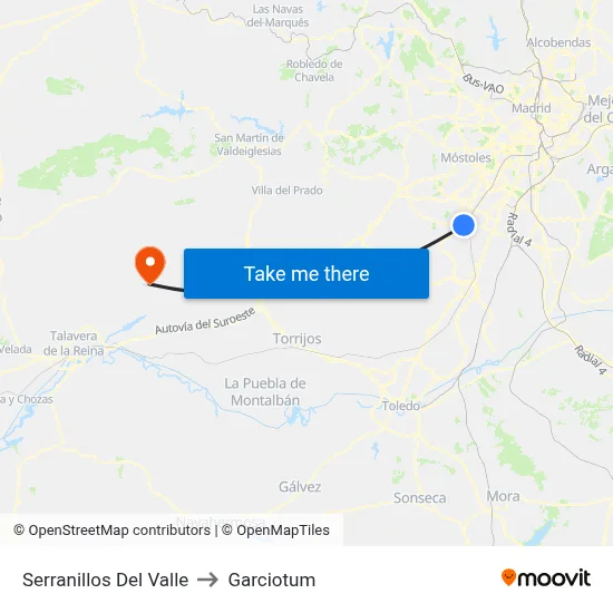 Serranillos Del Valle to Garciotum map