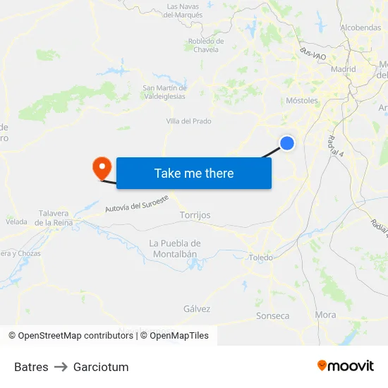 Batres to Garciotum map