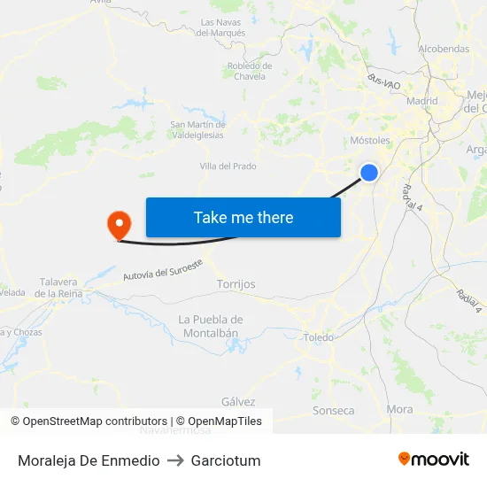Moraleja De Enmedio to Garciotum map
