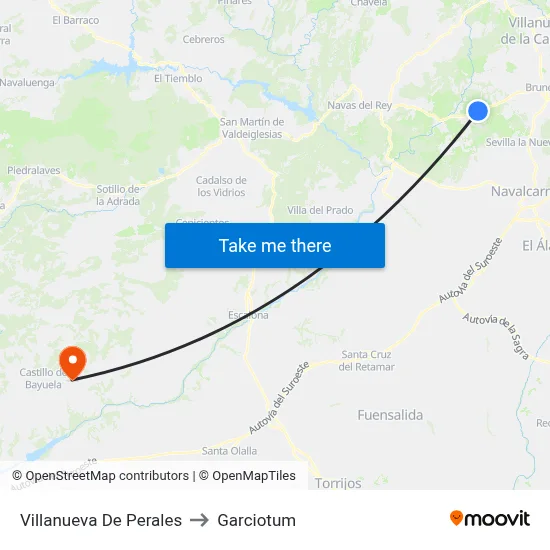 Villanueva De Perales to Garciotum map