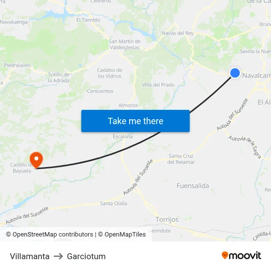 Villamanta to Garciotum map