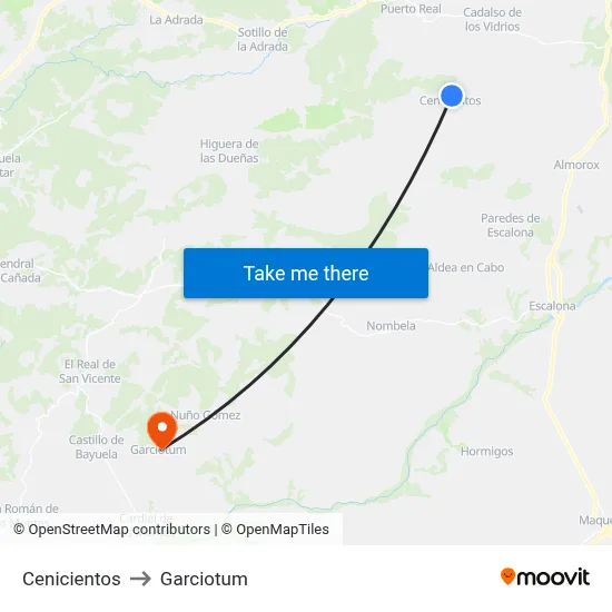 Cenicientos to Garciotum map