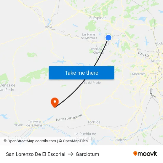 San Lorenzo De El Escorial to Garciotum map