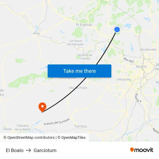 El Boalo to Garciotum map