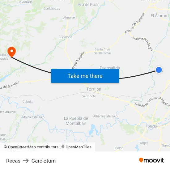 Recas to Garciotum map