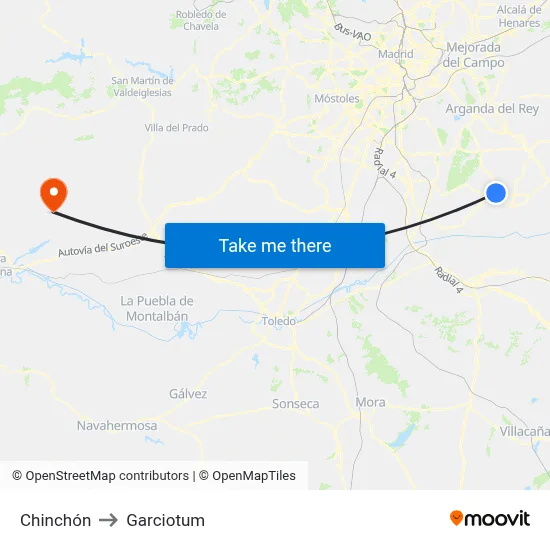 Chinchón to Garciotum map