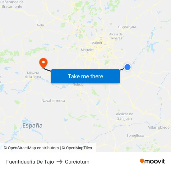 Fuentidueña De Tajo to Garciotum map