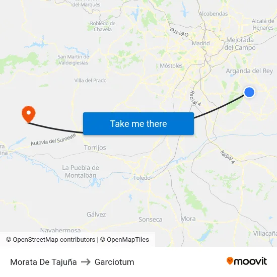 Morata De Tajuña to Garciotum map
