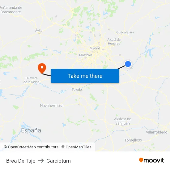 Brea De Tajo to Garciotum map