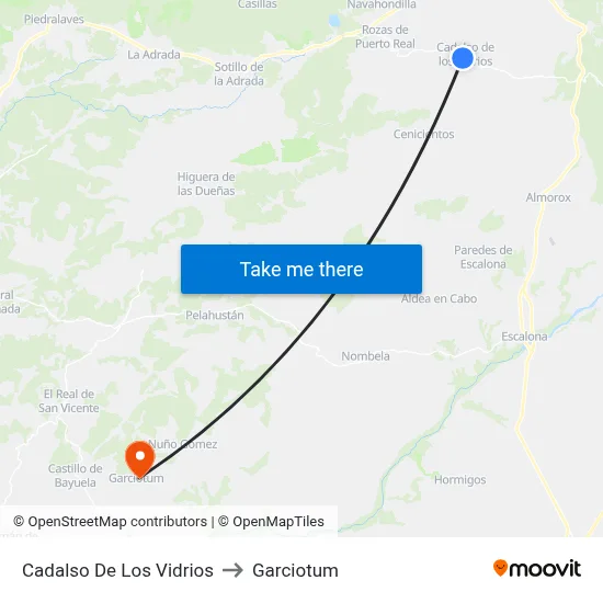 Cadalso De Los Vidrios to Garciotum map