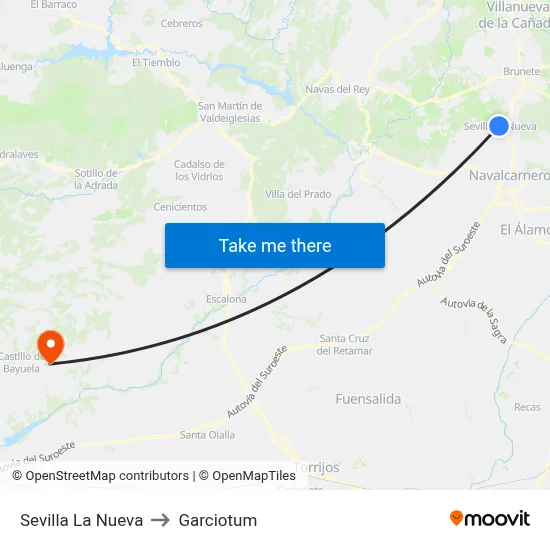 Sevilla La Nueva to Garciotum map