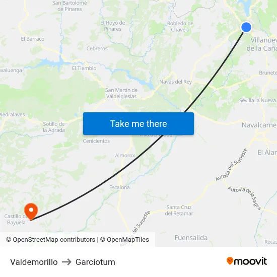 Valdemorillo to Garciotum map