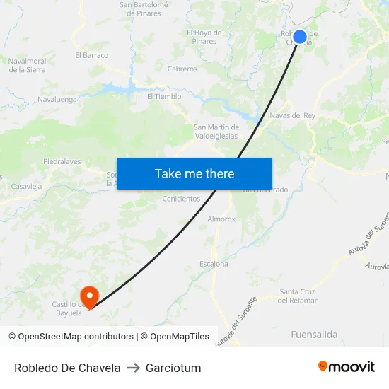 Robledo De Chavela to Garciotum map