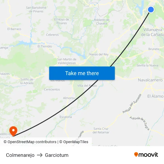 Colmenarejo to Garciotum map