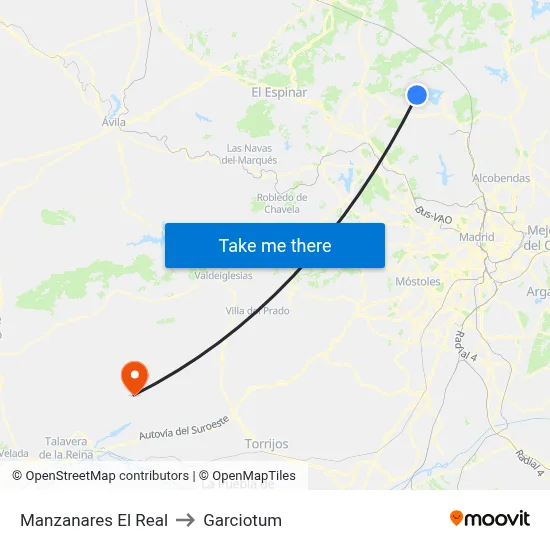 Manzanares El Real to Garciotum map