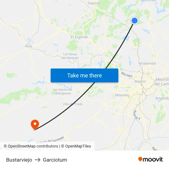 Bustarviejo to Garciotum map