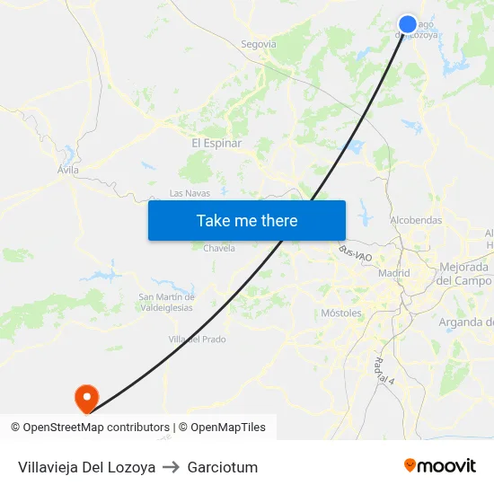 Villavieja Del Lozoya to Garciotum map