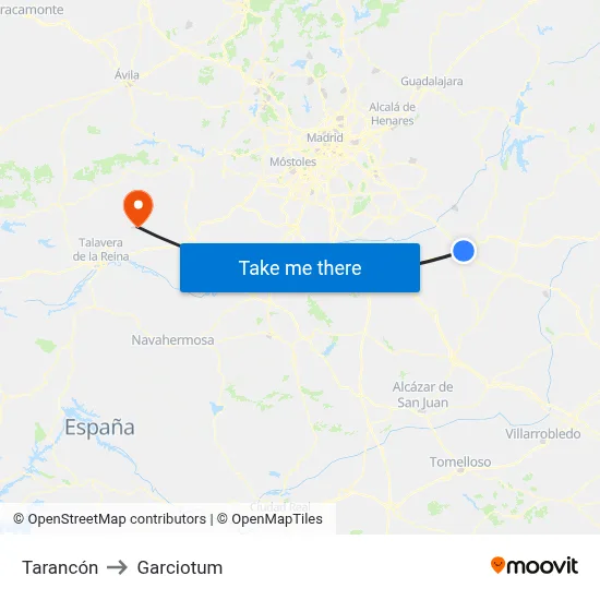 Tarancón to Garciotum map