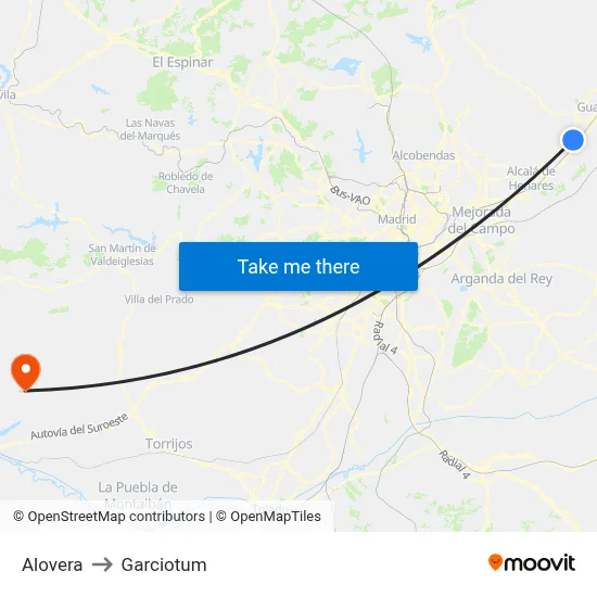 Alovera to Garciotum map