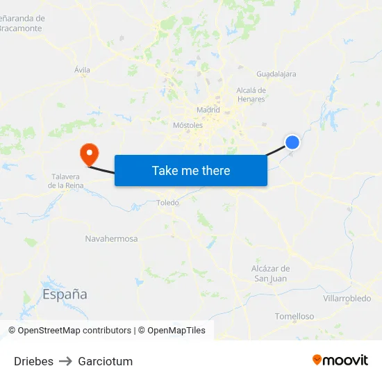 Driebes to Garciotum map