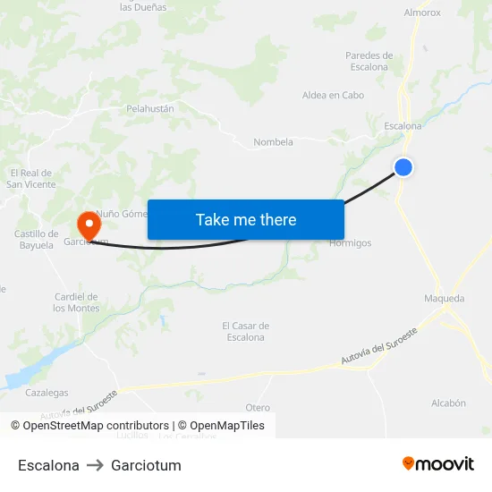 Escalona to Garciotum map