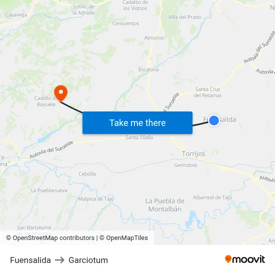 Fuensalida to Garciotum map