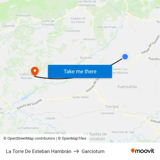 La Torre De Esteban Hambrán to Garciotum map
