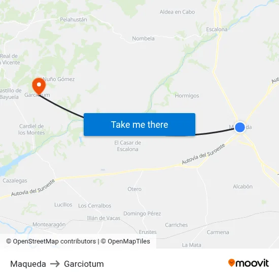 Maqueda to Garciotum map