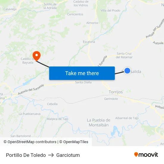 Portillo De Toledo to Garciotum map