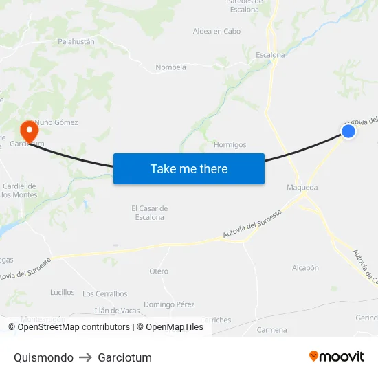 Quismondo to Garciotum map