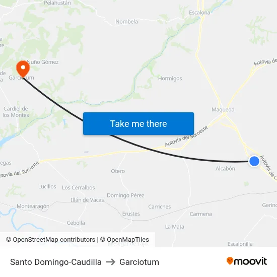 Santo Domingo-Caudilla to Garciotum map