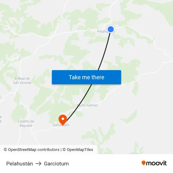 Pelahustán to Garciotum map