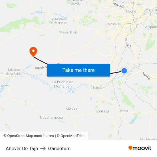 Añover De Tajo to Garciotum map