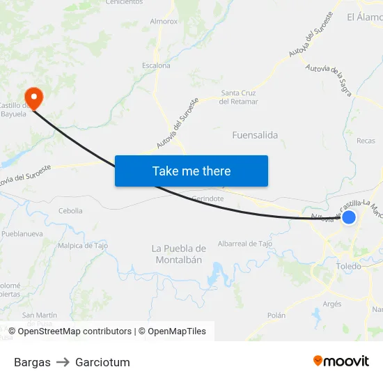 Bargas to Garciotum map