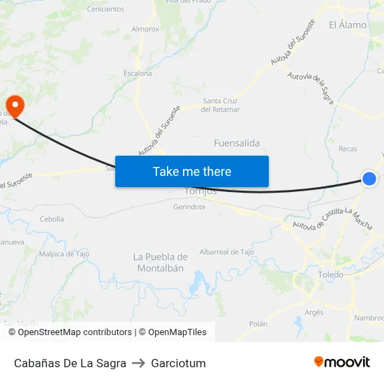 Cabañas De La Sagra to Garciotum map