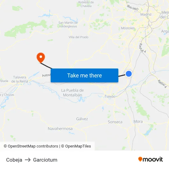 Cobeja to Garciotum map