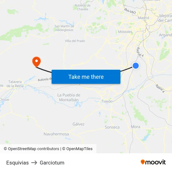 Esquivias to Garciotum map