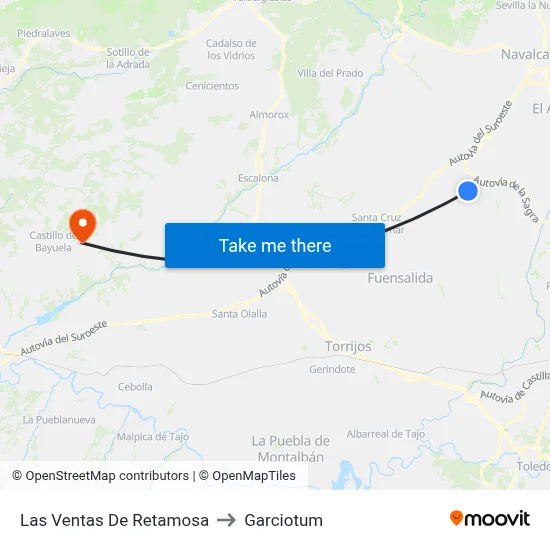 Las Ventas De Retamosa to Garciotum map