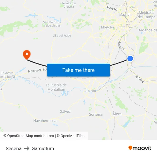 Seseña to Garciotum map