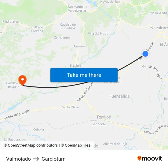 Valmojado to Garciotum map