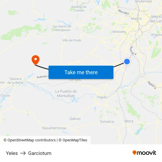 Yeles to Garciotum map