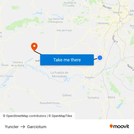 Yuncler to Garciotum map