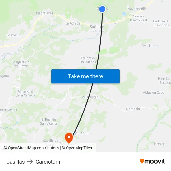 Casillas to Garciotum map