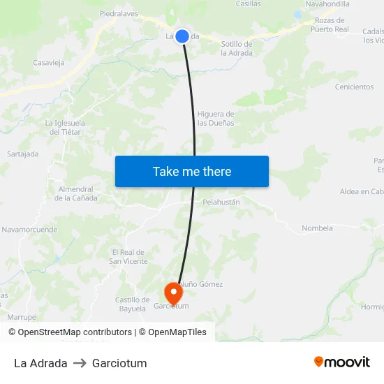 La Adrada to Garciotum map