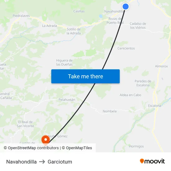 Navahondilla to Garciotum map