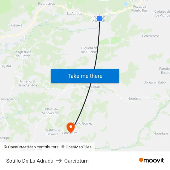Sotillo De La Adrada to Garciotum map