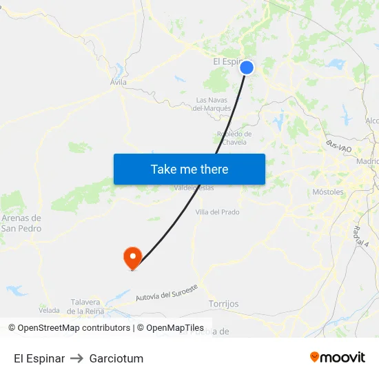 El Espinar to Garciotum map