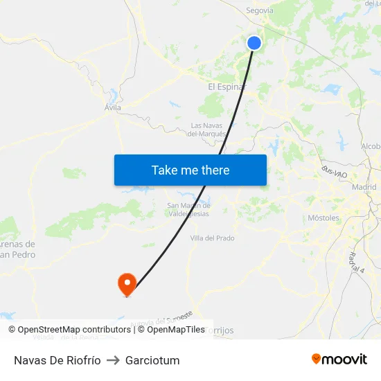 Navas De Riofrío to Garciotum map